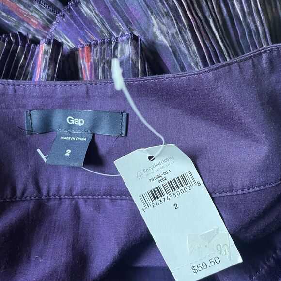 GAP WOMENS SILK Purple Ikat Flirty Printed Tiered Ruffle Mini Skirt Size 2 S - Picture 6 of 12